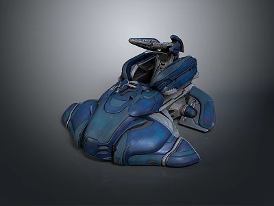 Futuristic Blue Mechanical Vehicle 3D Model With Armored Cockpit And Detailed Structural Design 3d model