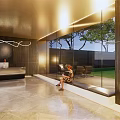 Modern Entrance Gate Design With Louvered Panels Dark Wall And Water Feature