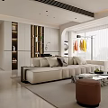 Modern Living and Dining Room Interior Design With Beige Sofa Coffee Table And Large Window