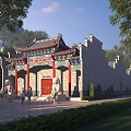 Chinese Ancient Architecture of Huizhou Ancestral Temple Courtyard 3d model