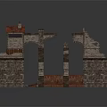 Historical Ruined Stone Brick Fortress Structure With Tower Archway And Textured Walls