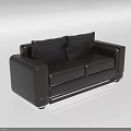 Modern Black Leather Two Seater Sofa With Cushioned Back And Armrests 3d model
