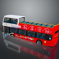 Red And White Double Decker Bus Featuring Upper Deck Seats And City Landmark Graphics