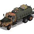 Camouflage Military Truck With Cargo Bed And Multi Wheel Transport Design