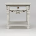 Tech Exhibition Hall Displaying White Ornate Nightstand With Drawer And Intricate Carved Legs
