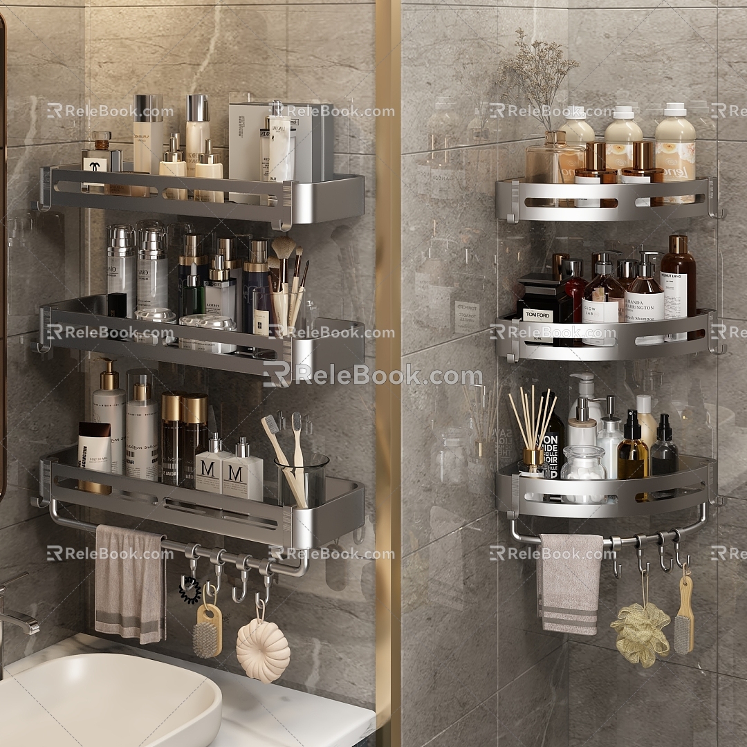 Bathroom Storage Rack Toilet Storage Rack Toiletries Cosmetics Towel Sink 3d model