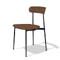 Sleek Modern Wooden Dining Chair With Black Metal Legs And Simple Backrest