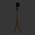 Stylish Wooden Tripod Stand With Two Black Speakers For Modern Home Furniture Design