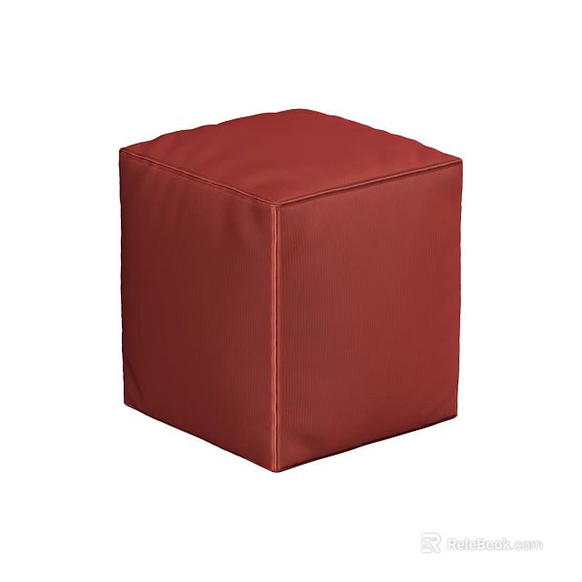 Red Cube Ottoman Modern Upholstered Fabric Seating for Living Room Decor 3d model 