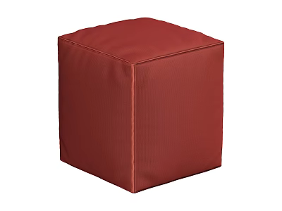 Red Cube Ottoman Modern Upholstered Fabric Seating for Living Room Decor 3d model