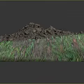 Square Shaped Terrain Model With Green Vegetation Soil Pit And Rocky Texture