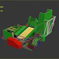 Green Agricultural Vehicle With Red Component And Conveyor Belt System