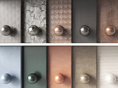 Diverse Textured Wall Panels Design With Multiple Colors And Decorative Spherical Knobs 3d model