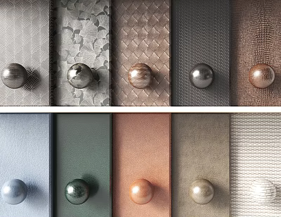 Diverse Textured Wall Panels Design With Multiple Colors And Decorative Spherical Knobs 3d model