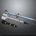 Missile Weapons 3D Models With Different Sizes And Blue White Yellow Design Details