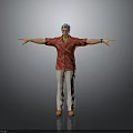 Man In Red Floral Shirt White Pants And Headscarf Standing With Arms Outstretched