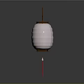 Traditional Chinese White Lantern With Blue Pattern And Red Tassel Decoration