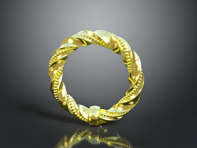 Elegant Gold Braided Ring Fashion Accessory With Intricate Texture And Design Details 3d model