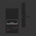 Sleek Black Office Equipment With Open Design Interface Ports And Red Logo