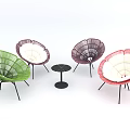 Modern Woven Chair and Table Set with Colorful Design Cushioned Seats and Small Round Table