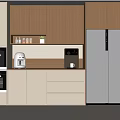 Middle Ancient Style Sideboard Wine Cabinet Ornaments Embedded Oven Microwave Refrigerator Coffee Machine Water Dispenser 3d model