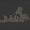 Ancient Ruins Stone Architectural Components With Ruined Walls Arched Structures And Stone Windows 3d model