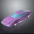 Purple Streamlined Car With Blue Windows And Glossy Finish On Dark Background With Reflection