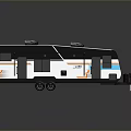 Modern LITE RV Trailer With White Black Orange Blue Accents And Roof Vents