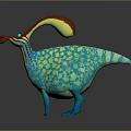 Colorful Fantasy Creature With Long Curved Neck Blue Body Green Spots And Red Head