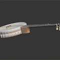 Acoustic Banjo String Musical Instrument With Wooden Neck White Resonator And Metal Parts
