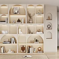 Modern Arched Bookcase With Built in Lighting Decorative Items And Books 3d model