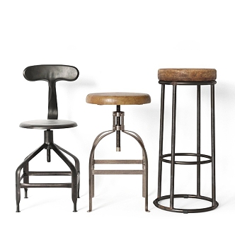 Industrial LOFT Bar Stool High Chair 3d model