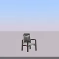 Modern Single Chair With White Upholstered Seat Back And Dark Wooden Arms Legs