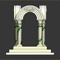 Classical White Structure With Arched Design Columns Adorned With Green Vines On Pedestal 3d model
