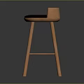 Modern Wooden Bar Stool With Dark Seat Cushion And Sturdy Legs