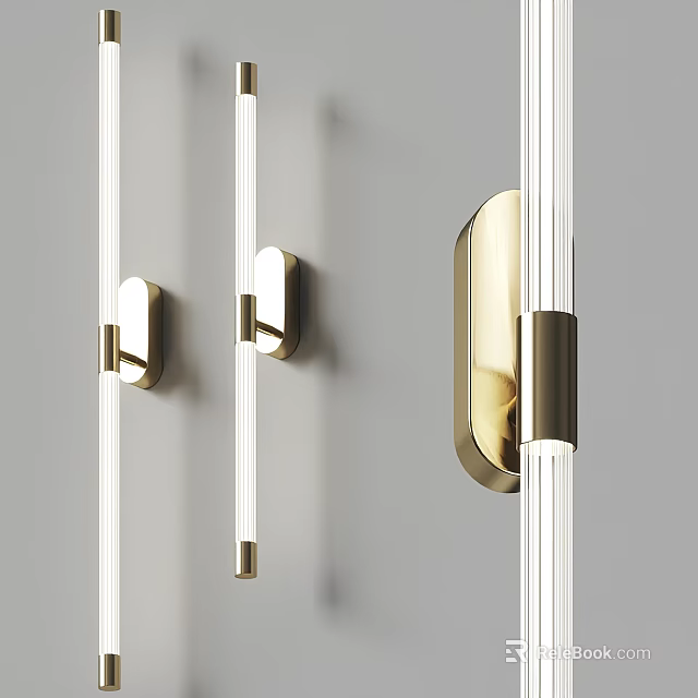 Contemporary Sleek Wall Lamps With Metal Base And Glass Tubes Wall Mounted Lighting 3d model 