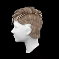 Game And Movie Character 3D Head Model With Short Blonde Brown Wavy Layered Hair