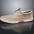 Light Brown Canvas Casual Shoes With White Brown Sole And Retro Design