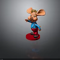 Cartoon Pig Character With Big Ears Golden Hair Blue Shirt Red Pants And Red Base