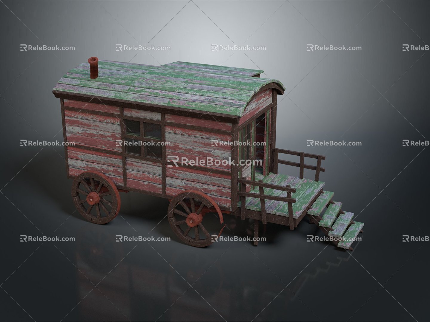 European-style carriage four-wheeled carriage transportation 3d model