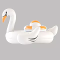 Swan Shaped Decorative Ornament Set With White Body And Orange Accent Details