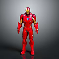 Red And Gold Iron Man Armor With Blue Chest Reactor Standing Pose On Gray Background