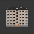 Multi Story Residential Building With Red Brick Exterior White Balcony Railings And Dark Roof