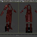 Brown Leather Clothing Set with Shoulder Armor Arm Guards Dark Skirt Pockets and Boots
