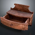 Vintage Wooden Drawer Cabinet With Open Drawer And Natural Wood Texture
