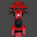 Red Police Motorcycle With Emergency Lights Storage Compartments And POLICE Markings
