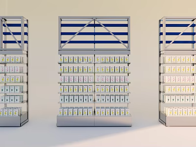 Retail Display Shelves With Metal Frame And Multiple Product Storage Layers 3d model