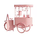 Pink Ice Cream Cart With Canopy Lights Chalkboard Sign And Cones Bottles