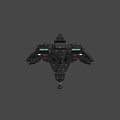 Futuristic Black Sci-Fi Fighter Jet with Complex Mechanical Structure Multiple Engines and Weapon Systems 3d model