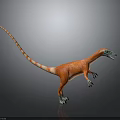 3D Dinosaur Character Standing Pose Model With Orange Body White Tail Green Head And Claws